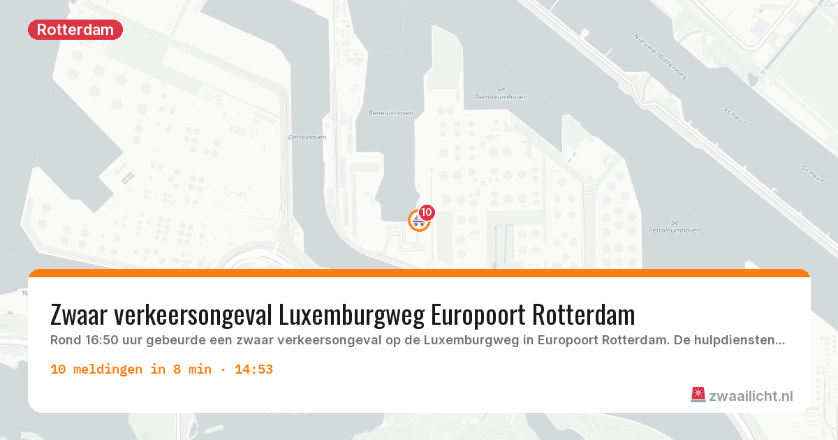 Kaart van de activiteitspiek bij Rotterdam