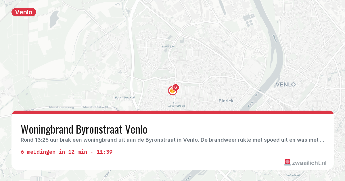 Kaart van de activiteitspiek bij Venlo