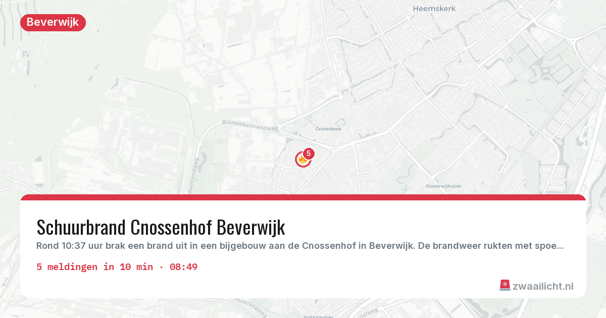 Kaart van de activiteitspiek bij Beverwijk