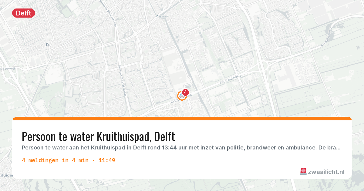Kaart van de activiteitspiek bij Delft