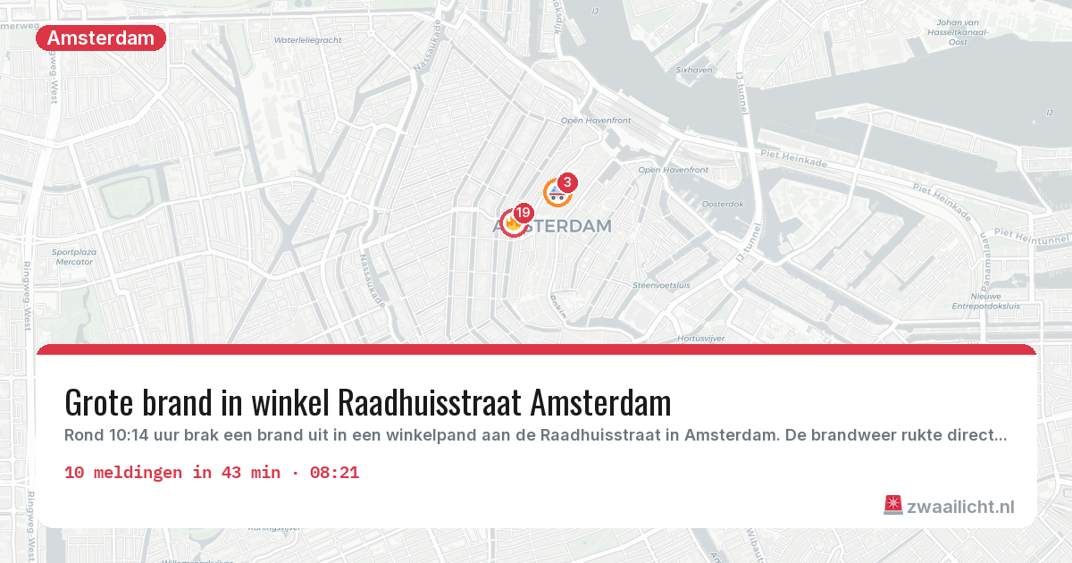 Kaart van de activiteitspiek bij Amsterdam