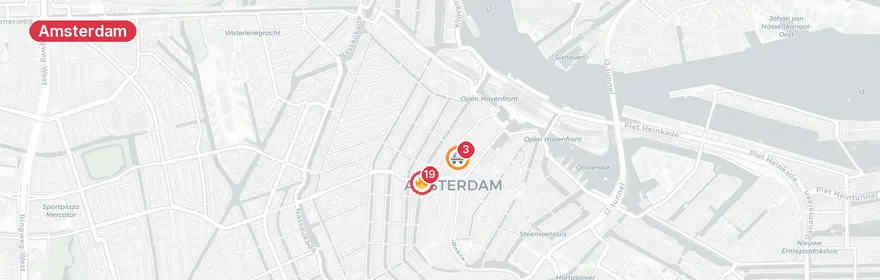 Kaart van Grote brand in winkel Raadhuisstraat Amsterdam