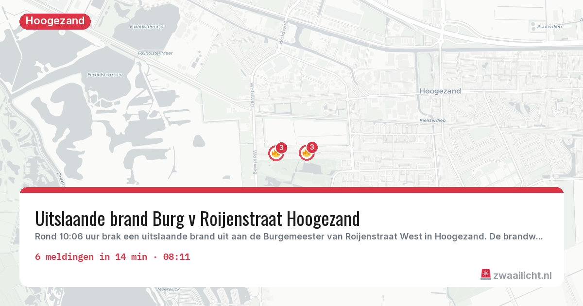 Kaart van de activiteitspiek bij Hoogezand