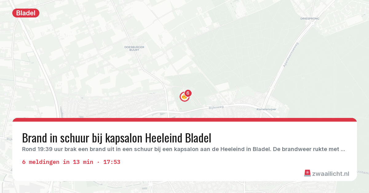 Kaart van de activiteitspiek bij Bladel