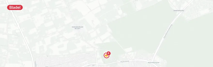 Kaart van Brand in schuur bij kapsalon Heeleind Bladel
