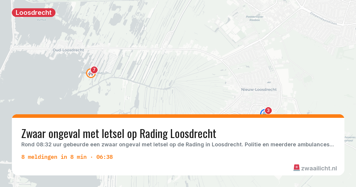 Kaart van de activiteitspiek bij Loosdrecht