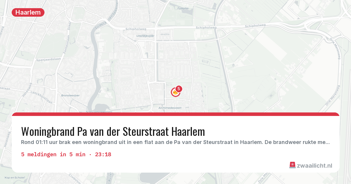Kaart van de activiteitspiek bij Haarlem