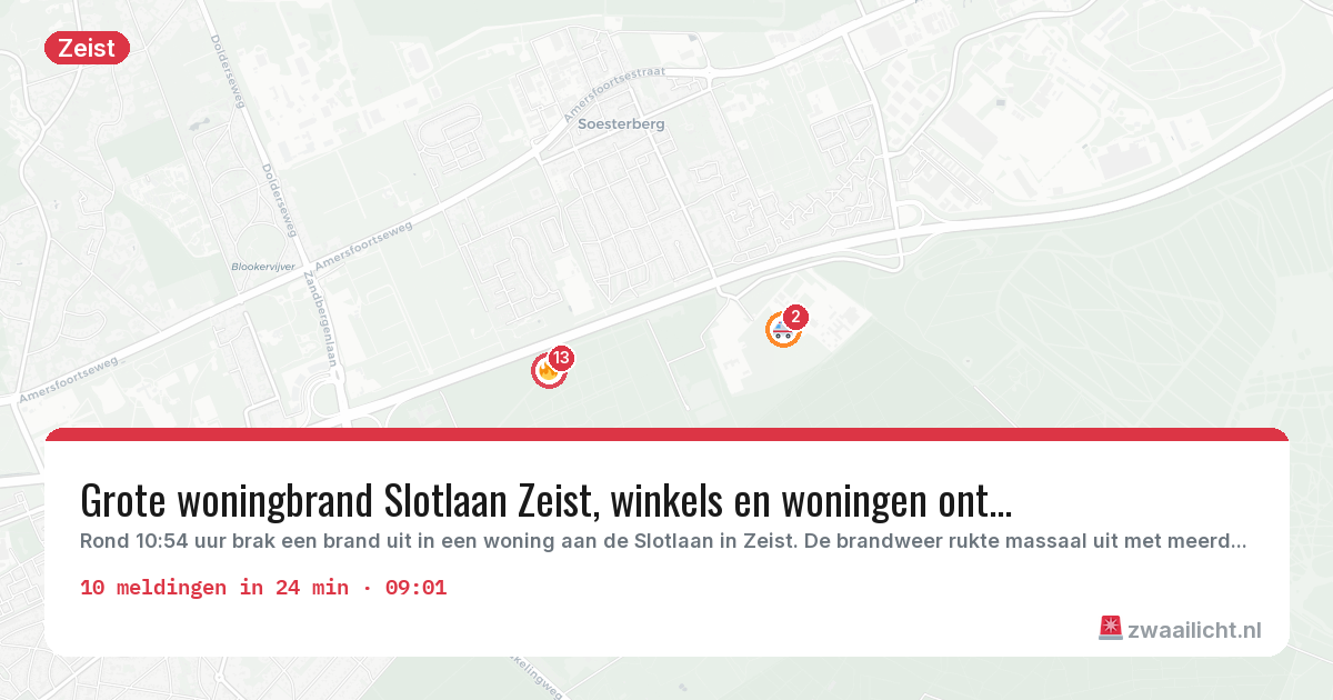 Kaart van de activiteitspiek bij Zeist