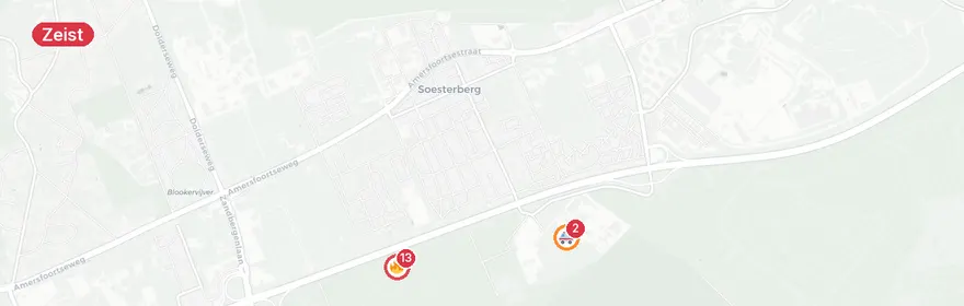Kaart van Grote woningbrand Slotlaan Zeist, winkels en woningen ont...