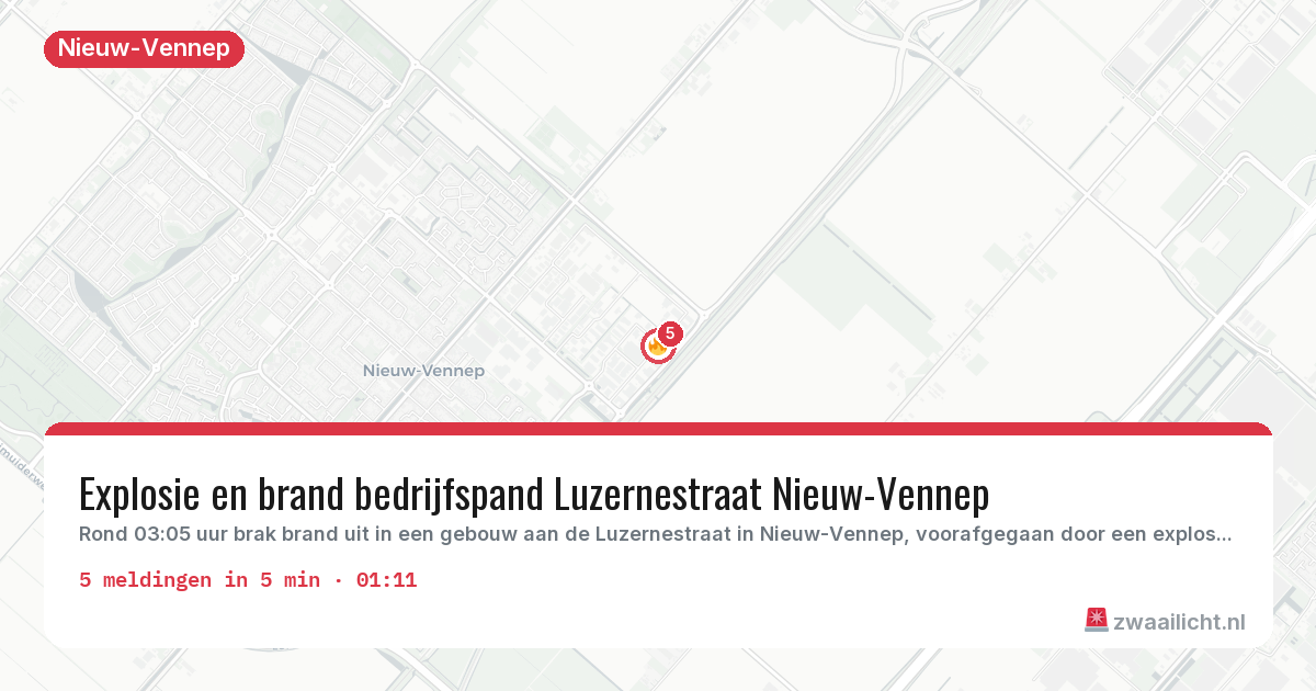 Kaart van de activiteitspiek bij Nieuw-Vennep