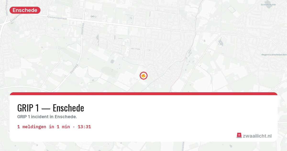Kaart van de activiteitspiek bij Enschede