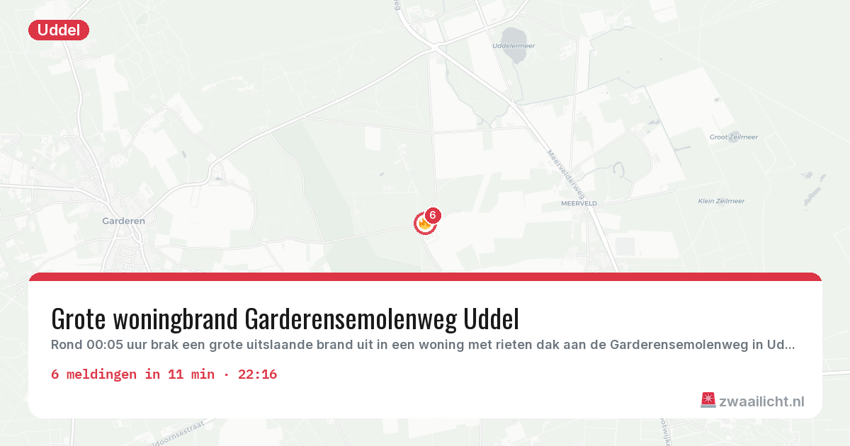 Kaart van de activiteitspiek bij Uddel