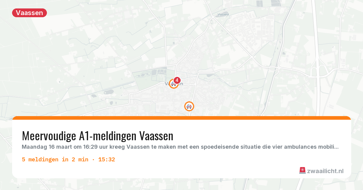 Kaart van de activiteitspiek bij Vaassen