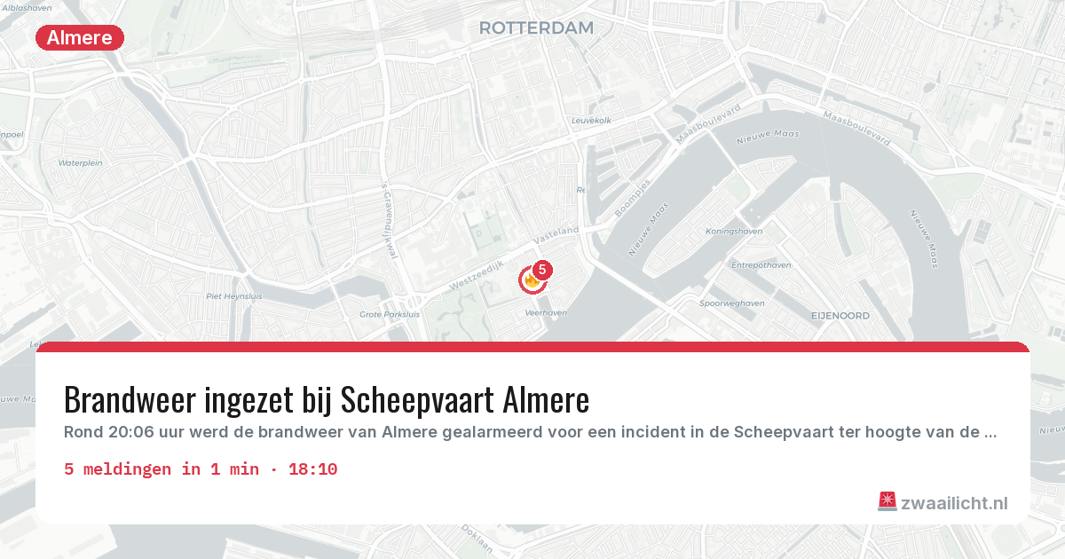 Kaart van de activiteitspiek bij Almere
