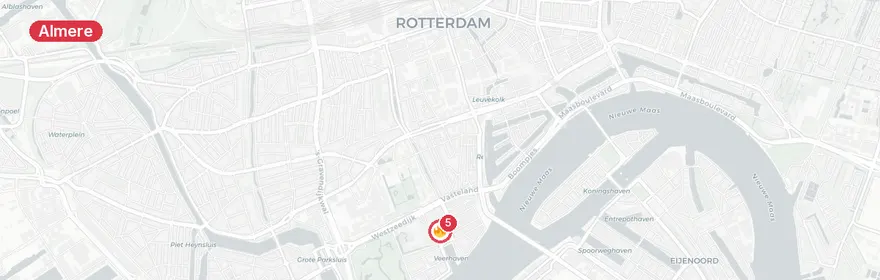 Kaart van Brandweer ingezet bij Scheepvaart Almere