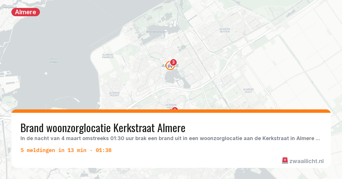 Kaart van de activiteitspiek bij Almere