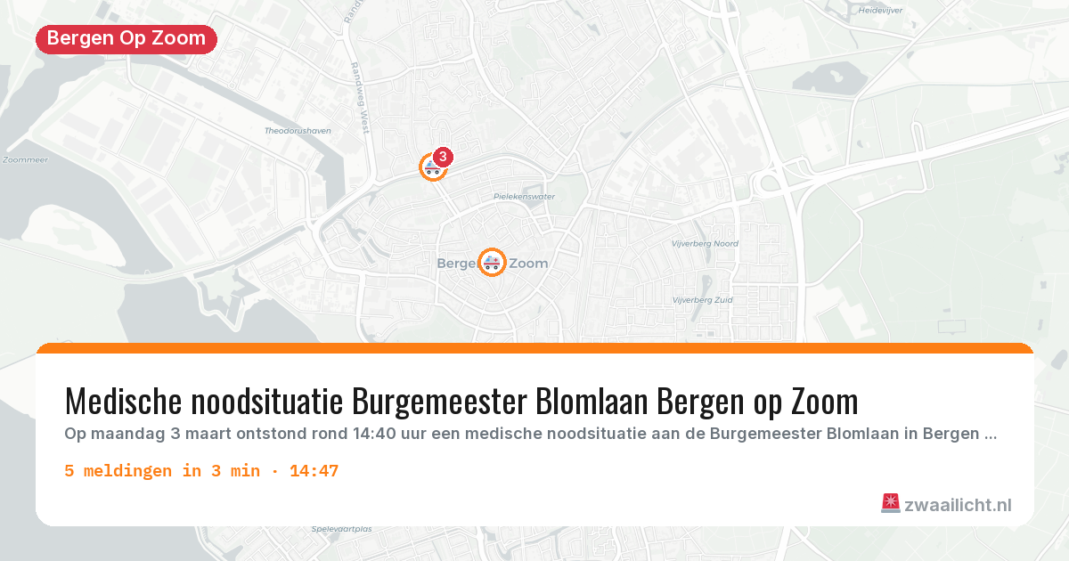 Kaart van de activiteitspiek bij Bergen Op Zoom
