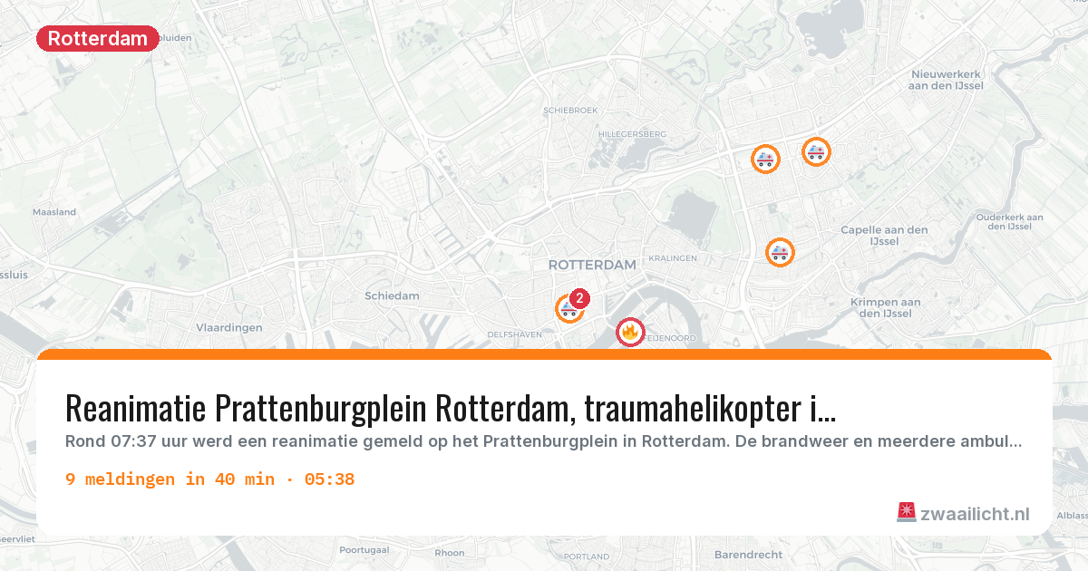 Kaart van de activiteitspiek bij Rotterdam