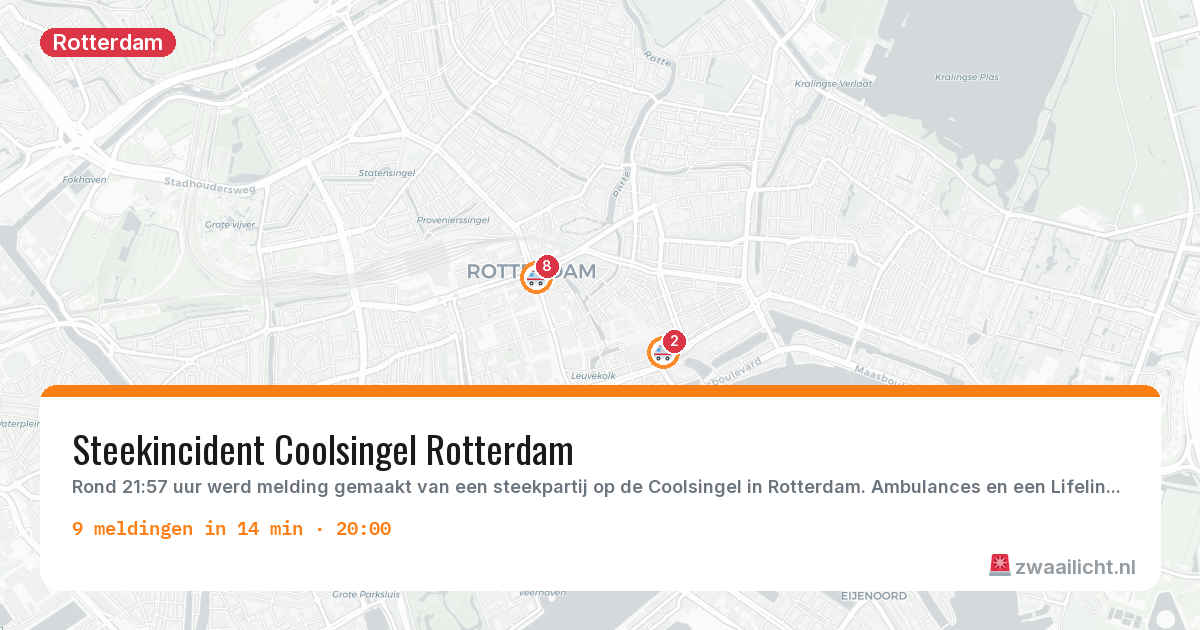 Kaart van de activiteitspiek bij Rotterdam