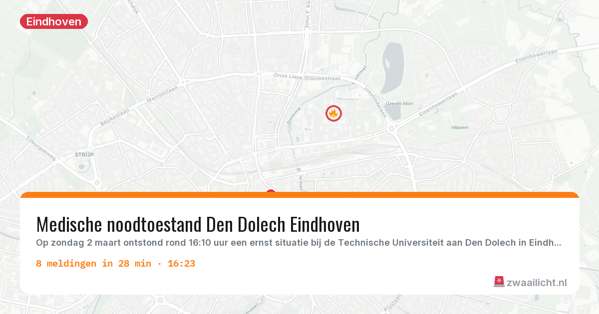 Kaart van de activiteitspiek bij Eindhoven
