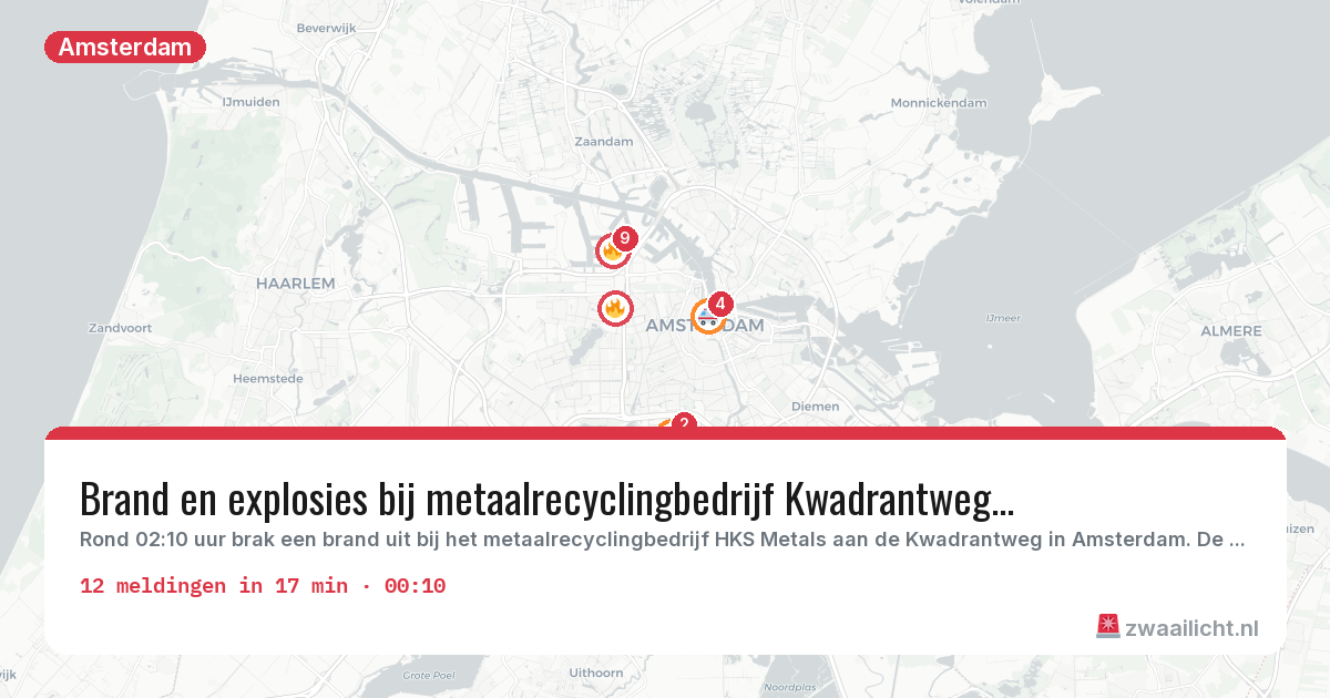 Kaart van de activiteitspiek bij Amsterdam