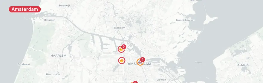 Kaart van Brand en explosies bij metaalrecyclingbedrijf Kwadrantweg...