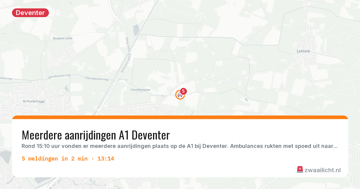 Kaart van de activiteitspiek bij Deventer