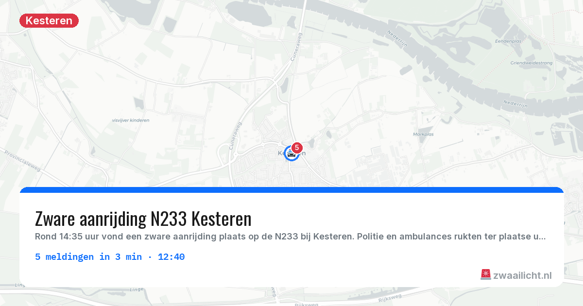 Kaart van de activiteitspiek bij Kesteren