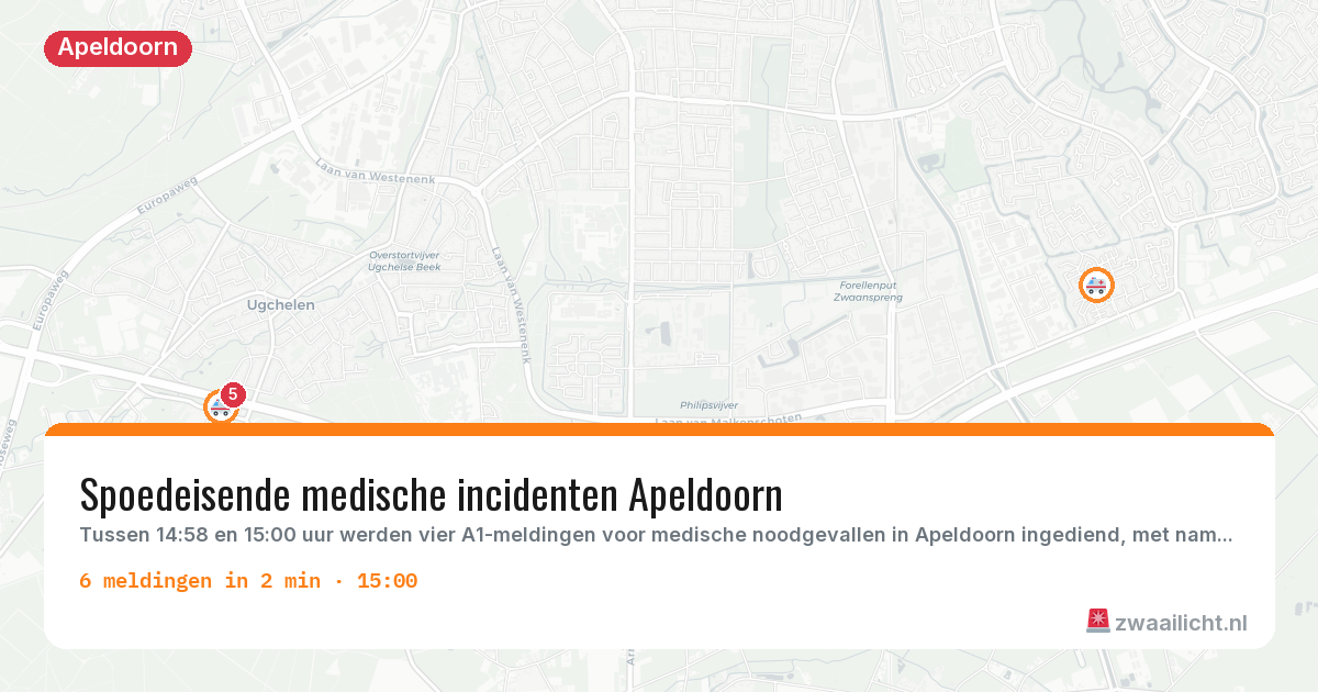 Kaart van de activiteitspiek bij Apeldoorn
