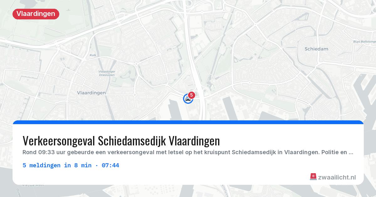 Kaart van de activiteitspiek bij Vlaardingen
