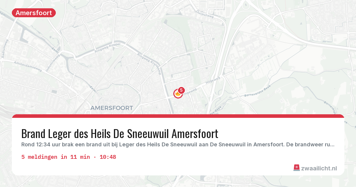 Kaart van de activiteitspiek bij Amersfoort
