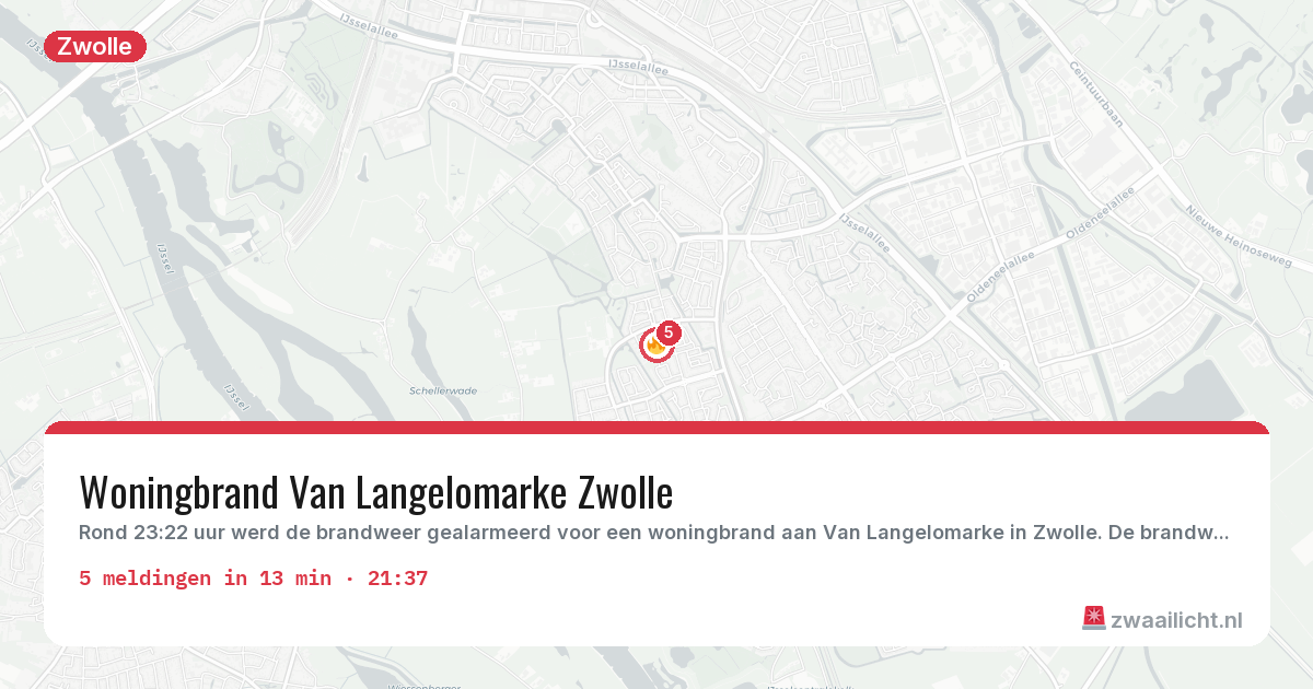 Kaart van de activiteitspiek bij Zwolle