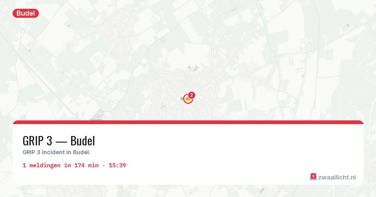 Kaart van de activiteitspiek bij Budel