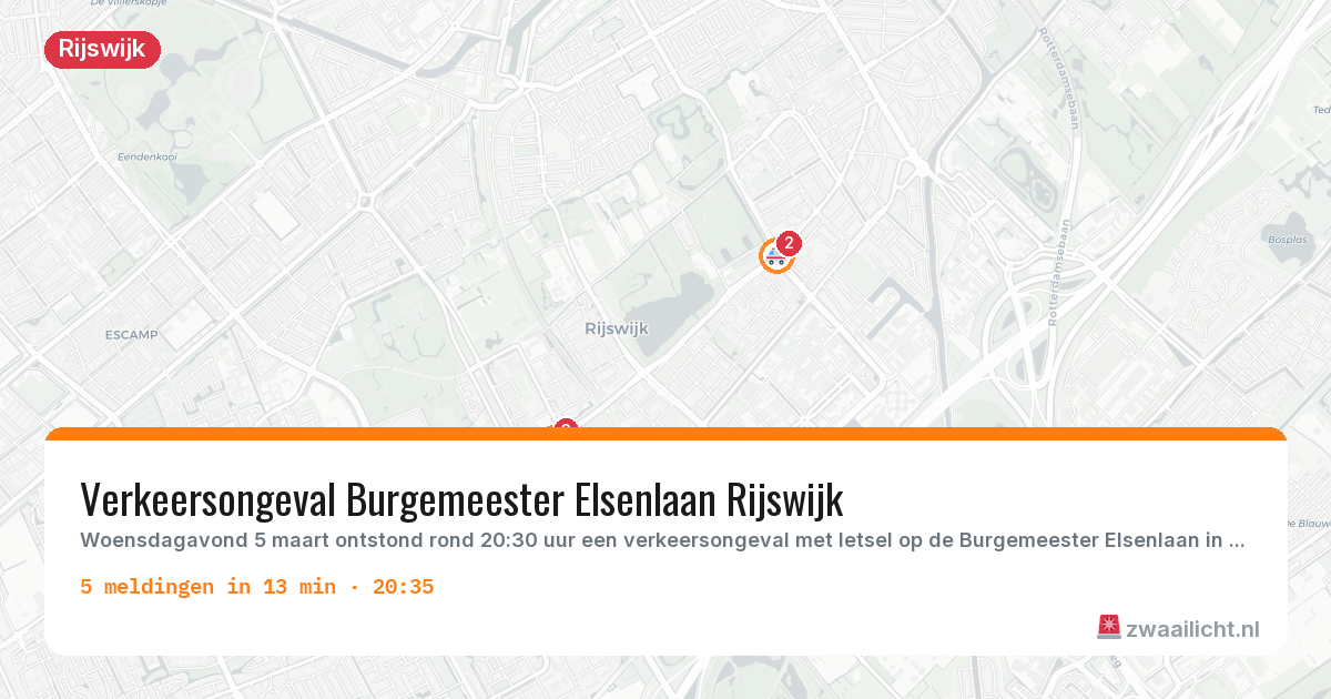 Kaart van de activiteitspiek bij Rijswijk