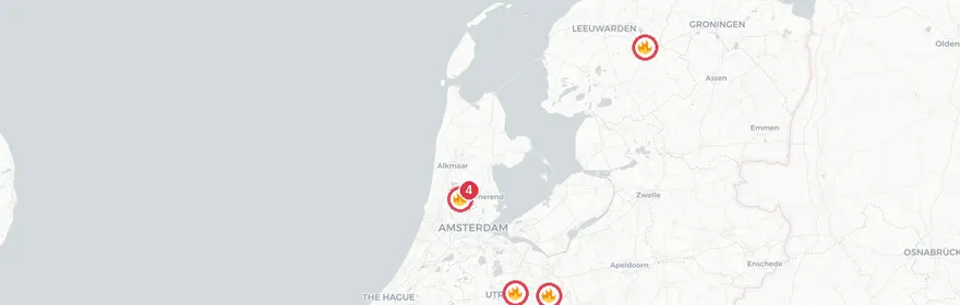 Kaart van Grote brand Zuideinde Wormerveer