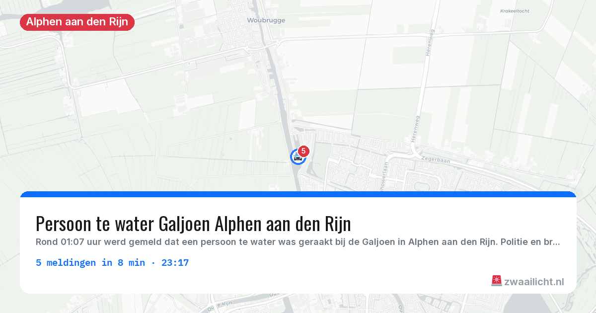 Kaart van de activiteitspiek bij Alphen aan den Rijn
