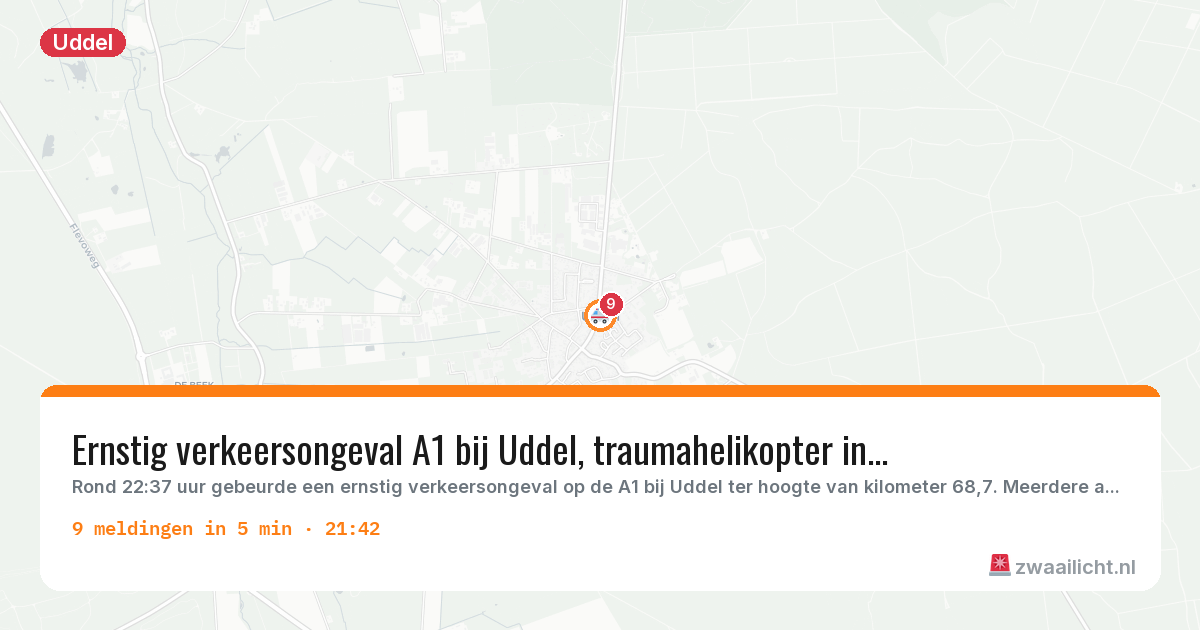 Kaart van de activiteitspiek bij Uddel