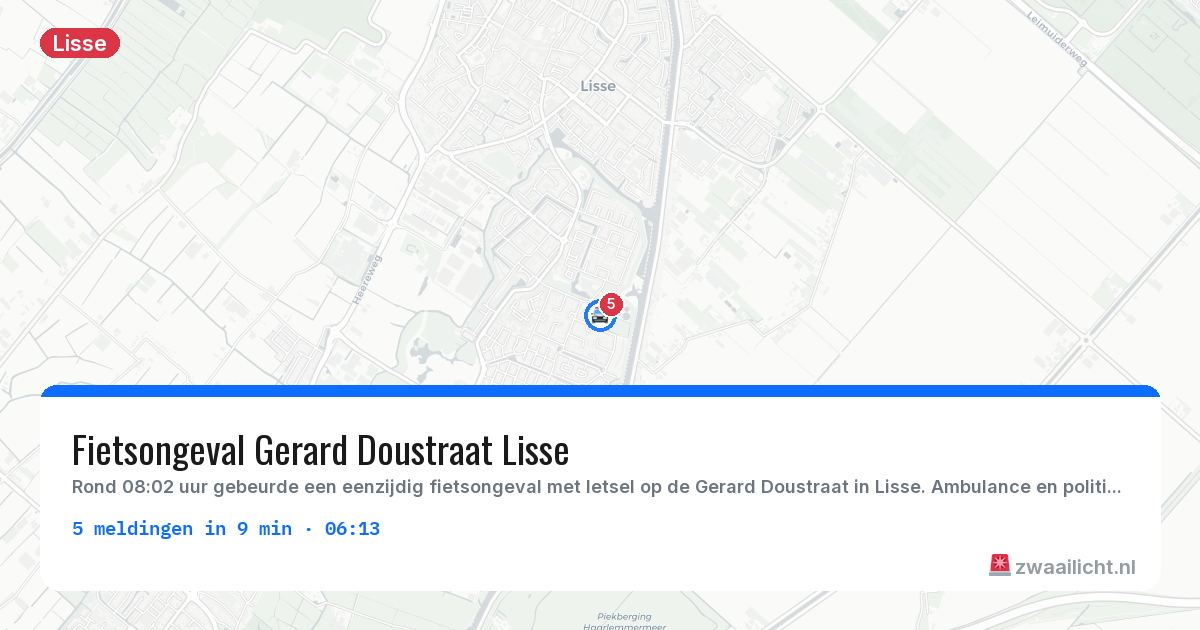 Kaart van de activiteitspiek bij Lisse