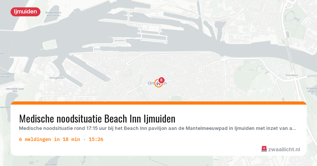 Kaart van de activiteitspiek bij Ijmuiden