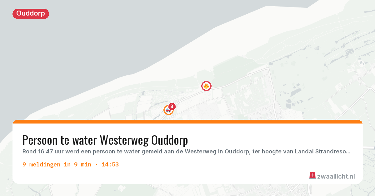 Kaart van de activiteitspiek bij Ouddorp
