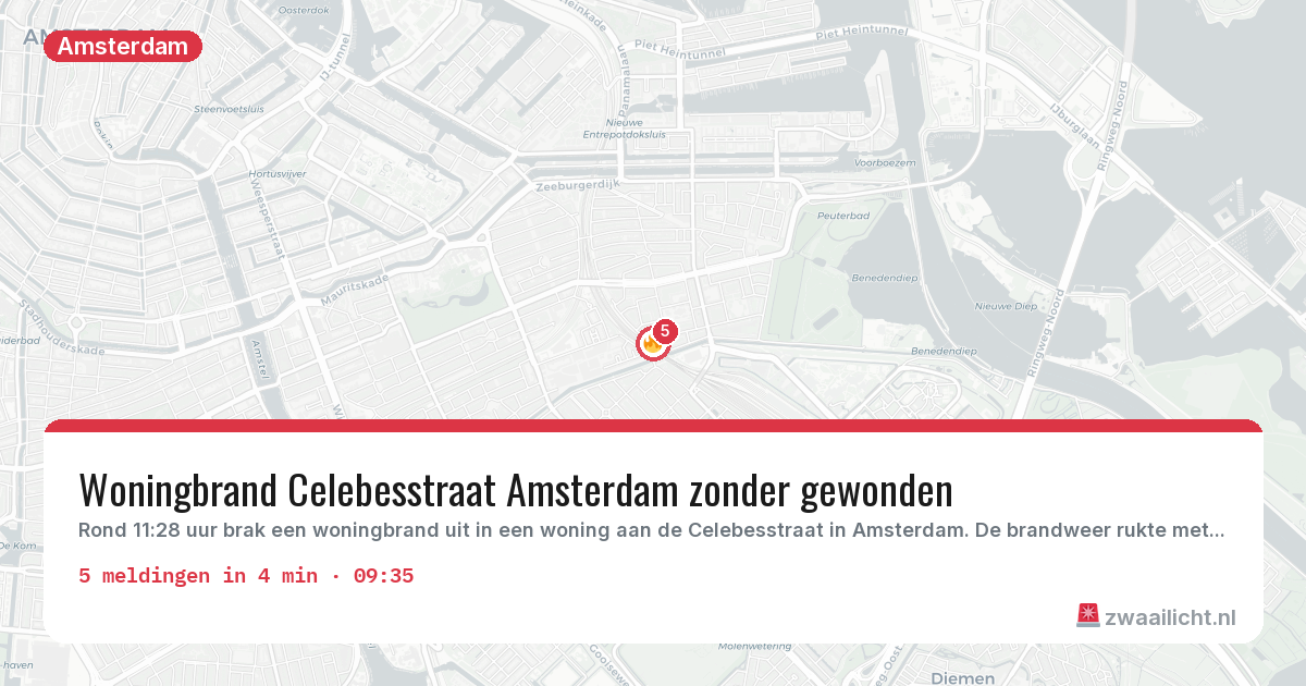 Kaart van de activiteitspiek bij Amsterdam