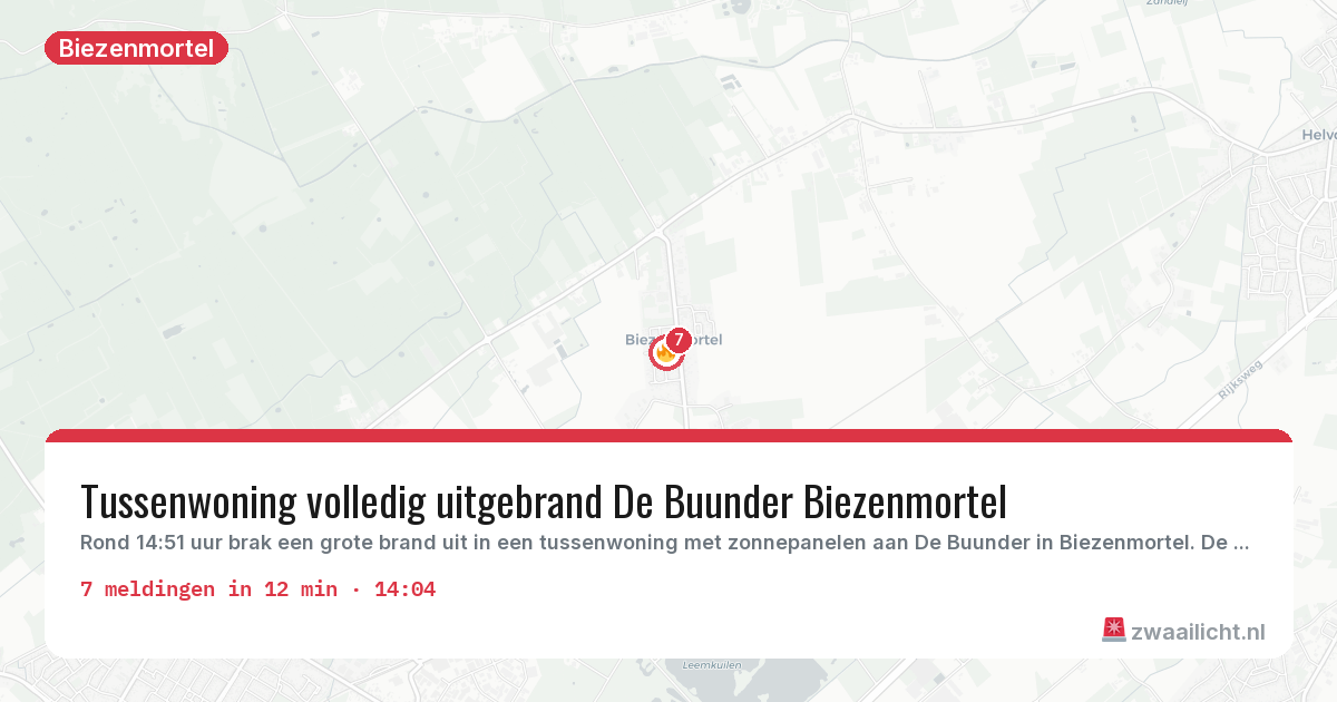 Kaart van de activiteitspiek bij Biezenmortel