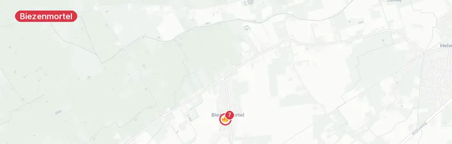 Kaart van Tussenwoning volledig uitgebrand De Buunder Biezenmortel