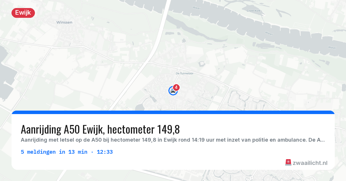 Kaart van de activiteitspiek bij Ewijk