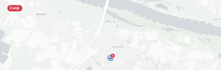 Kaart van Aanrijding A50 Ewijk, hectometer 149,8