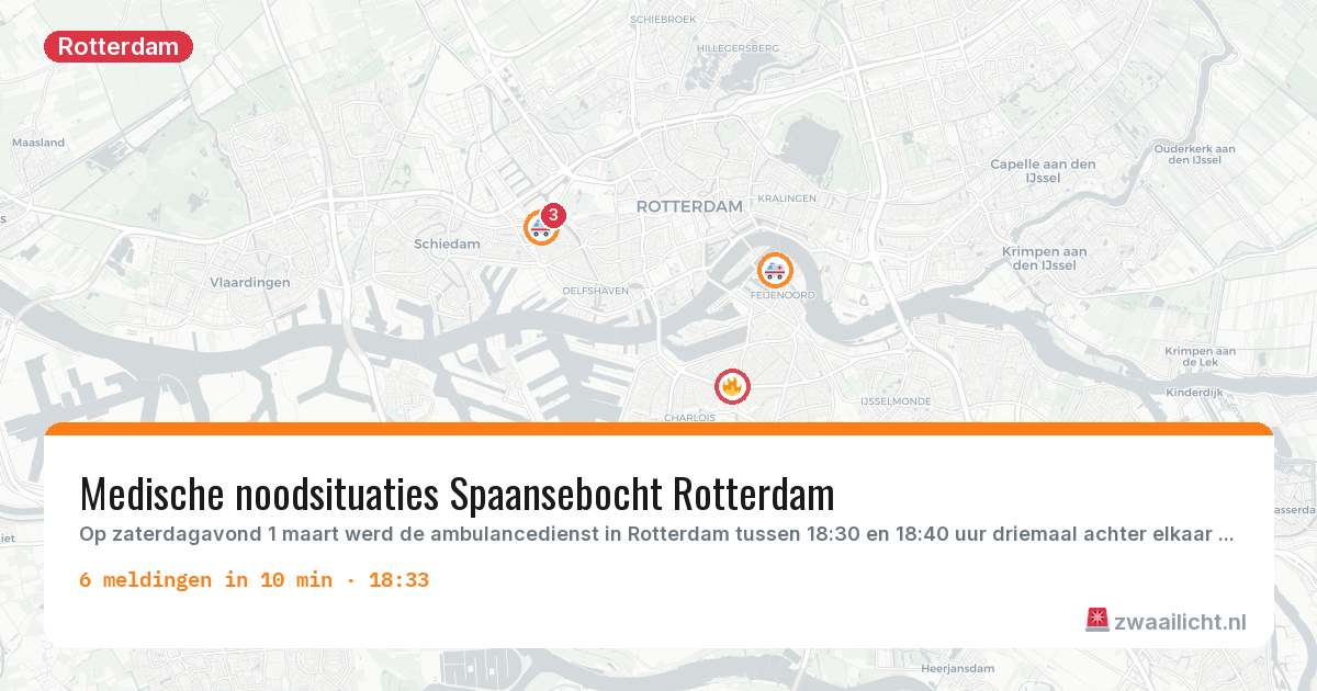 Kaart van de activiteitspiek bij Rotterdam