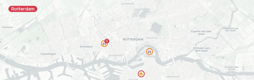 Kaart van Medische noodsituaties Spaansebocht Rotterdam