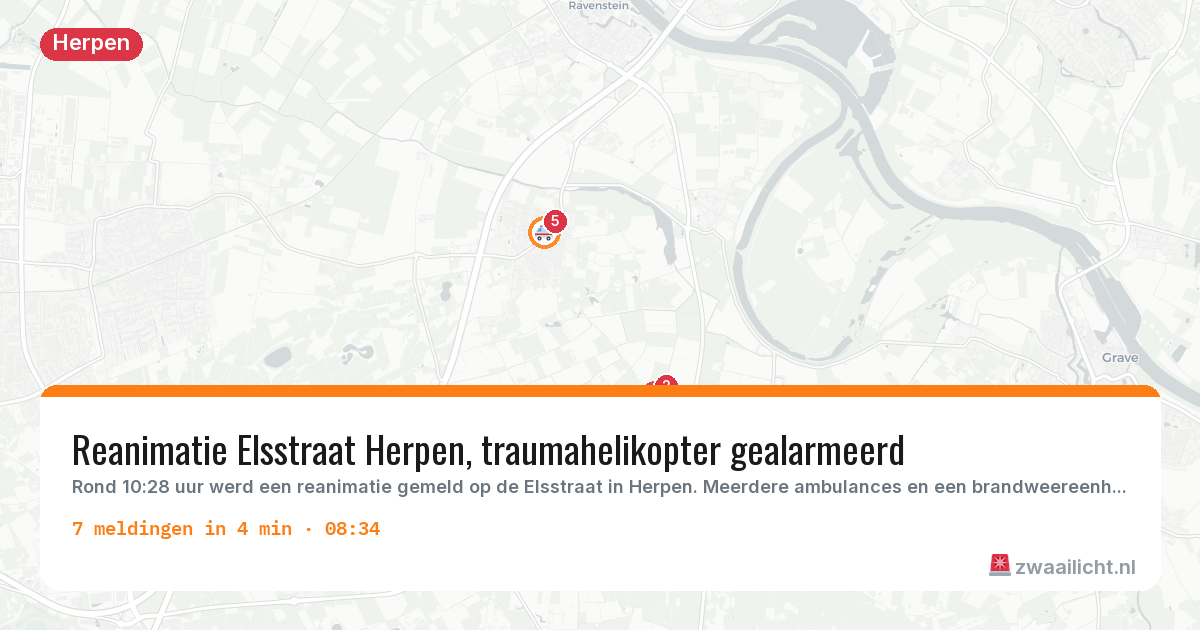 Kaart van de activiteitspiek bij Herpen