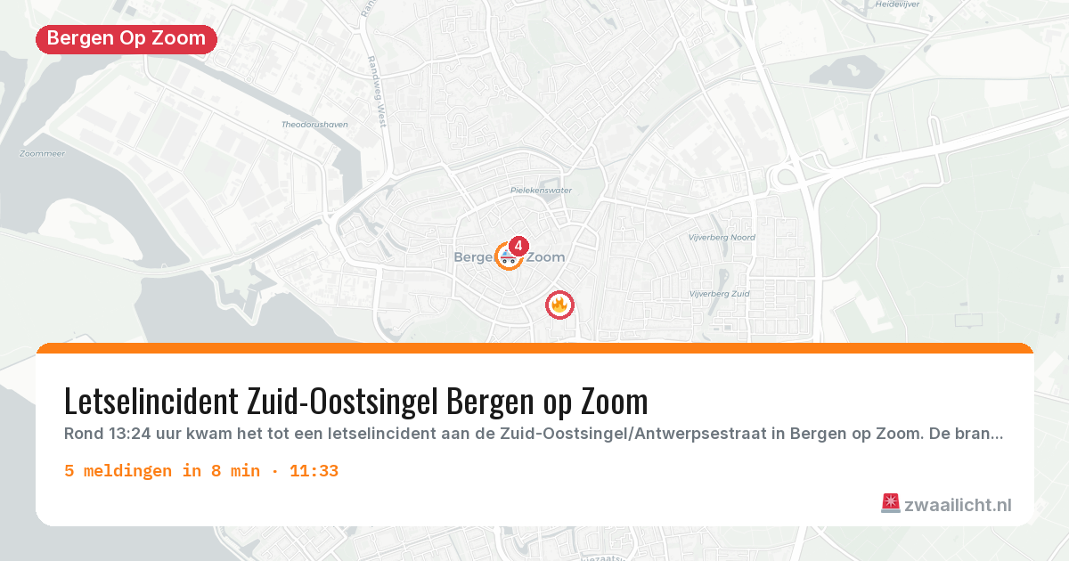 Kaart van de activiteitspiek bij Bergen Op Zoom