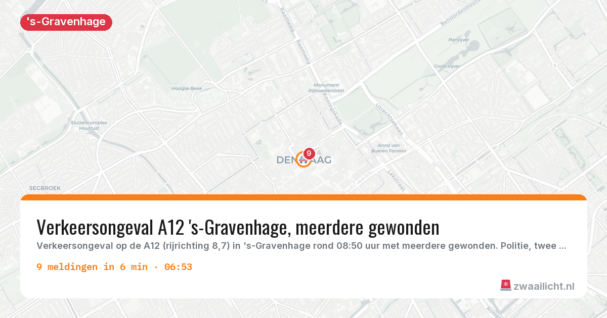 Kaart van de activiteitspiek bij 's-Gravenhage